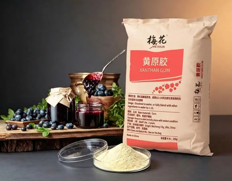 Xanthan gum La gomme xanthane est utilisée dans les confitures