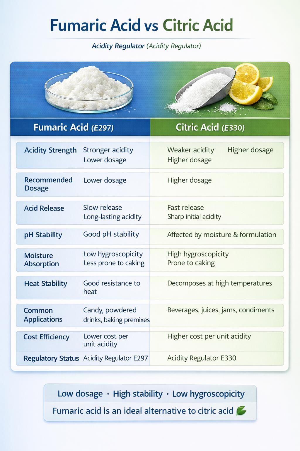 Acide citrique VS acide fumarique
