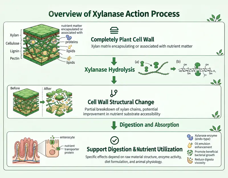 M&eacute;canisme d'action de la xylanase