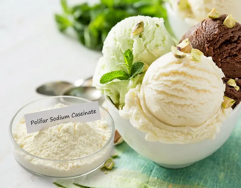 Utilisation du cas&eacute;inate de sodium dans la cr&egrave;me glac&eacute;e